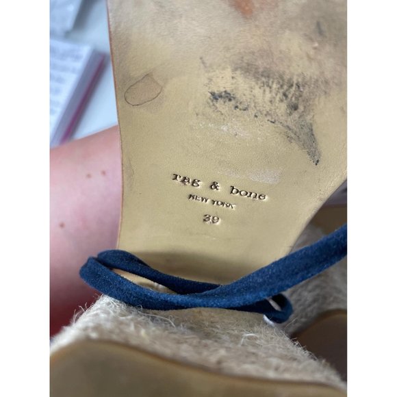 RAG & BONE Navy Eden Leather Raffia Lace-Up Sandal - Picture 8 of 12